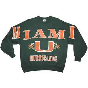 Vintage 90s Miami Hurricanes Decotex Crewneck Sweatshirt Large Spellout Size XL